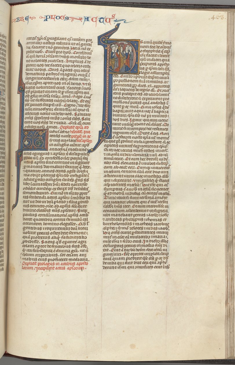 74. Fol. 463r, Apostolien teot, historiallinen alkukirjain P, Ascension, n. 1275-1300. tekijältä Unbekannt
