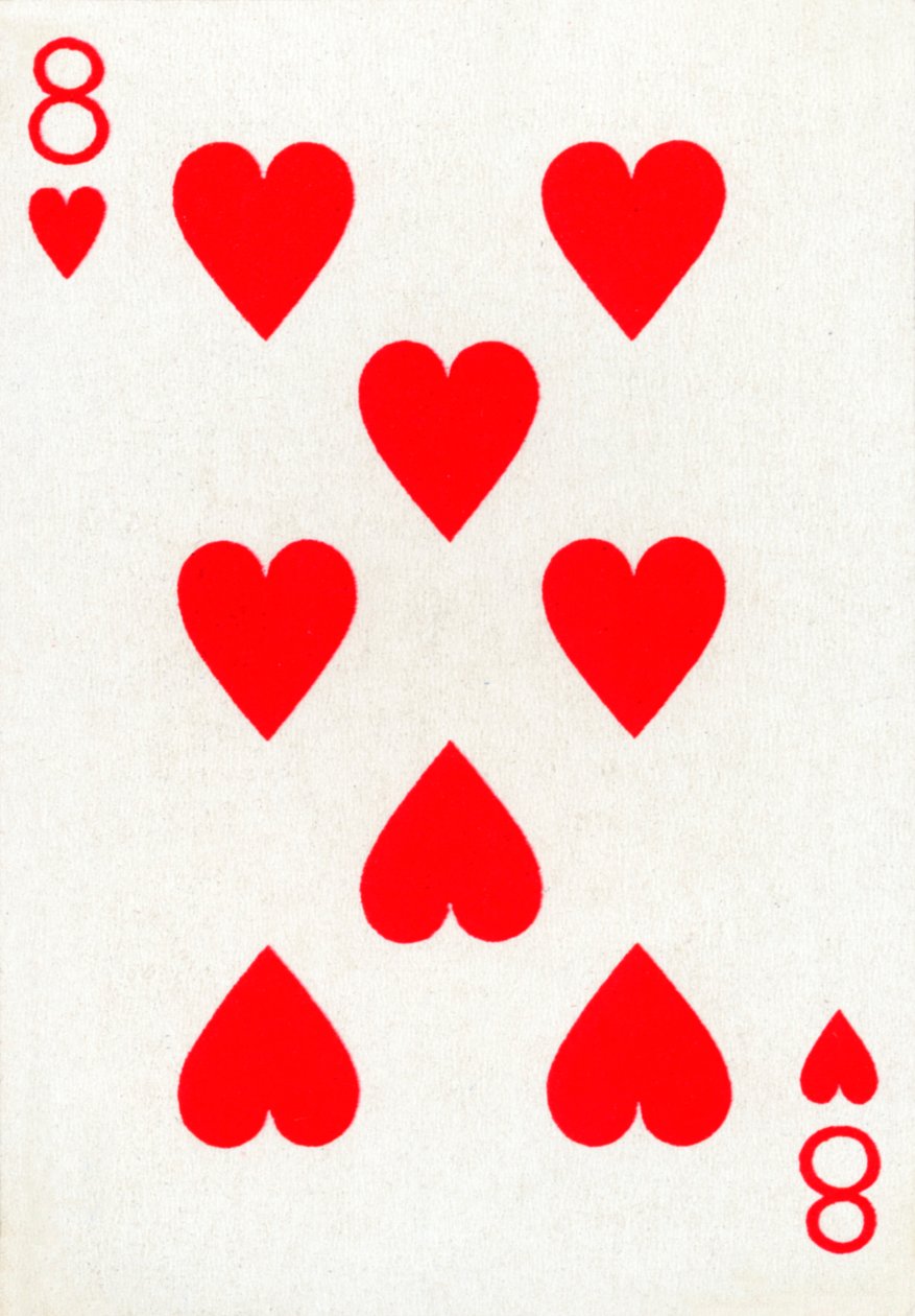 8 of Hearts Goodall & Son Ltd.:n pelikorttipakasta, vuodelta 1940 tekijältä Unbekannt