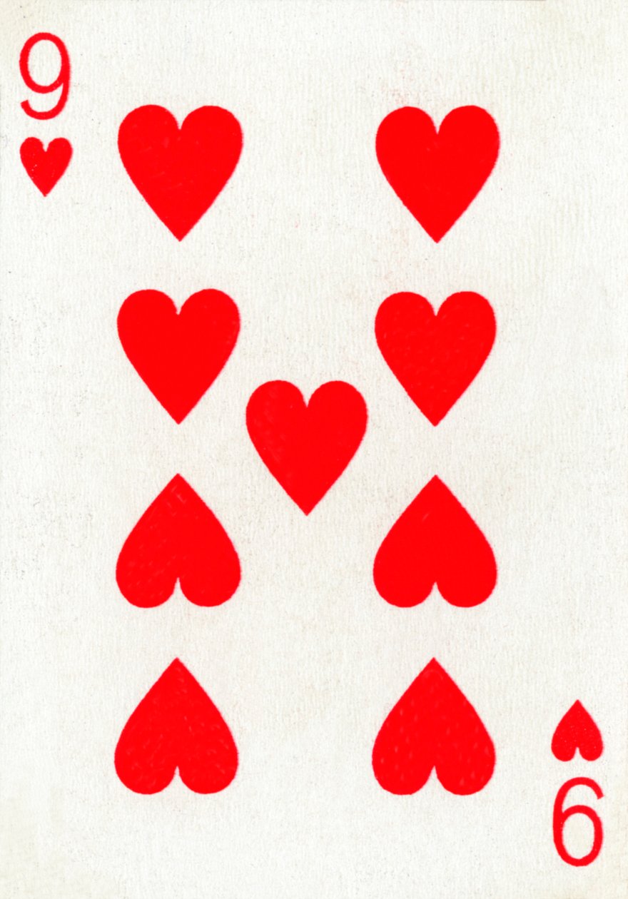 9 of Hearts Goodall & Son Ltd.:n pelikorttipakasta, vuodelta 1940 tekijältä Unbekannt
