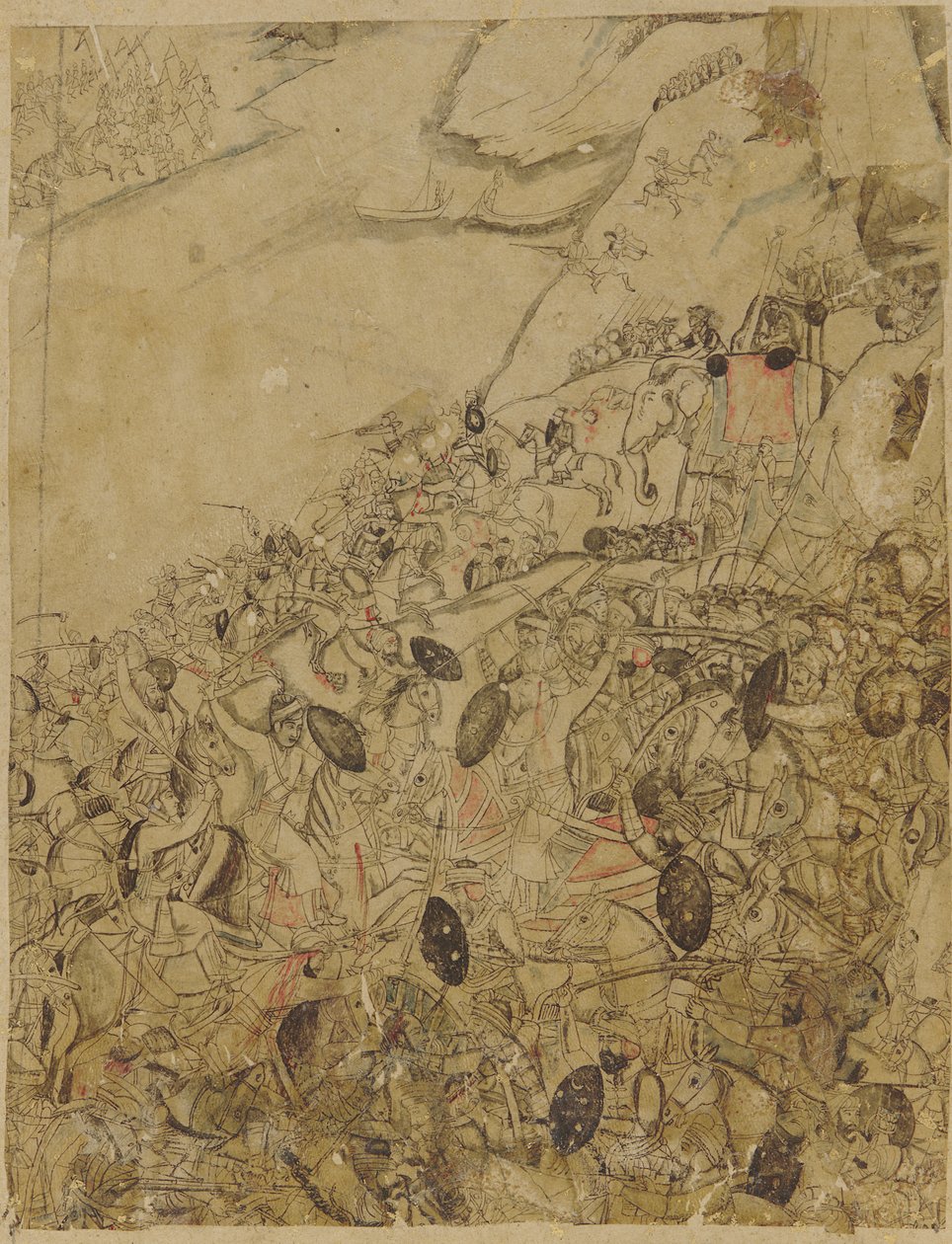 Taistelu joen rannalla, 1600-luvun loppu. tekijältä Unbekannt