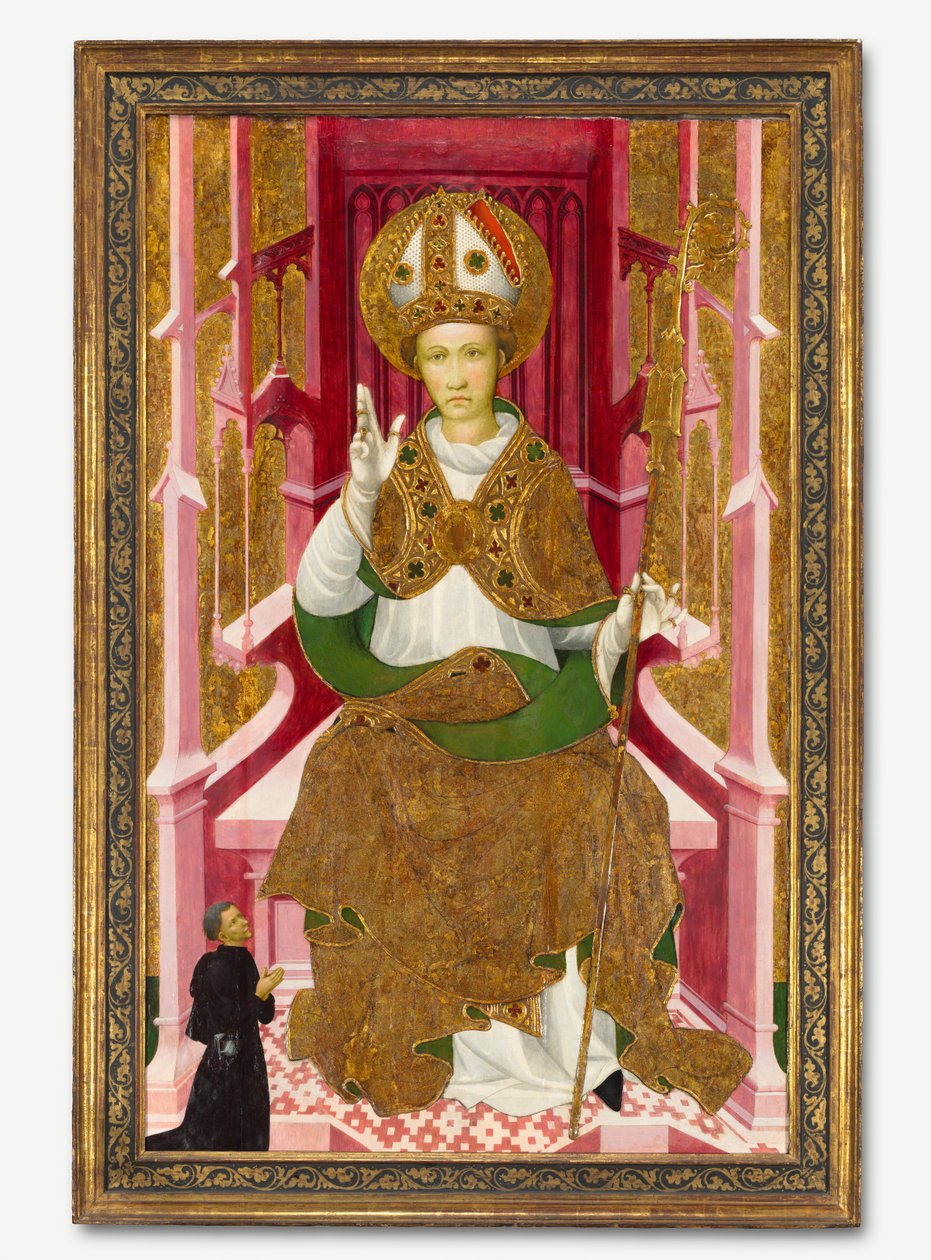 Piispa pyhimys lahjoittaja Saint Louis Toulousen kanssa, 1400-luvun alku. tekijältä Unbekannt