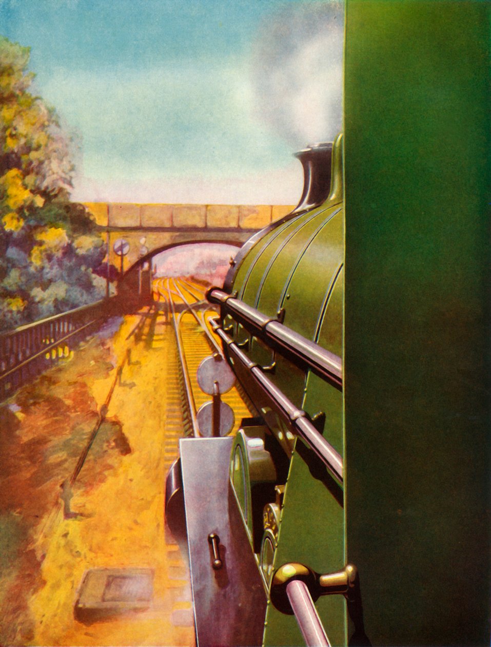 Selkeä tie Southern Railway Atlantic -veturin ohjaamosta, 1935. tekijältä Unbekannt