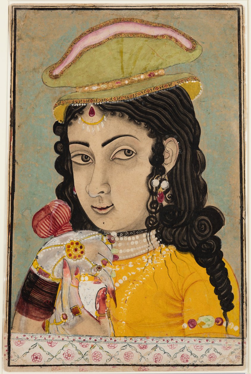 Eurooppalainen nainen, jolla on pullo ja kuppi, c. 1710-20. tekijältä Unbekannt