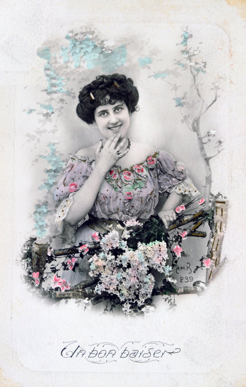 Hyvä suudelma, ranskalainen postikortti, c1900 tekijältä Unbekannt