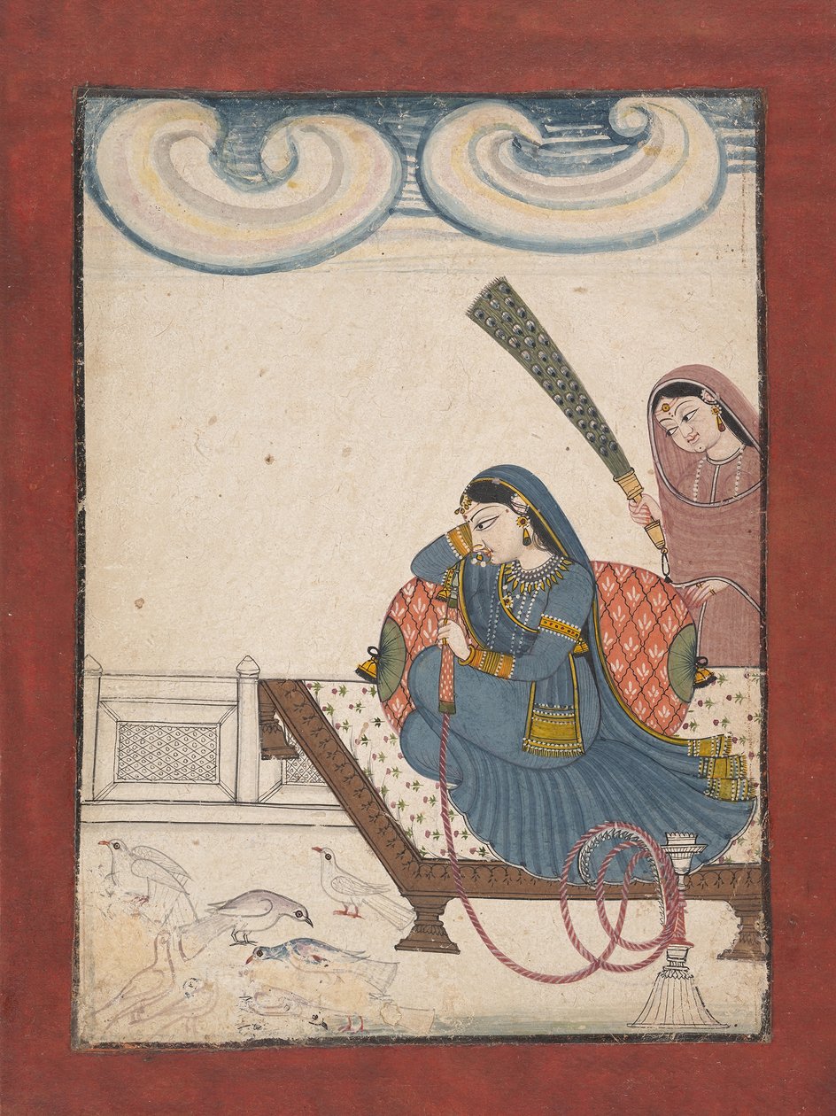 Nainen katselemassa kyyhkysiä, n. 1780-1800. tekijältä Unbekannt