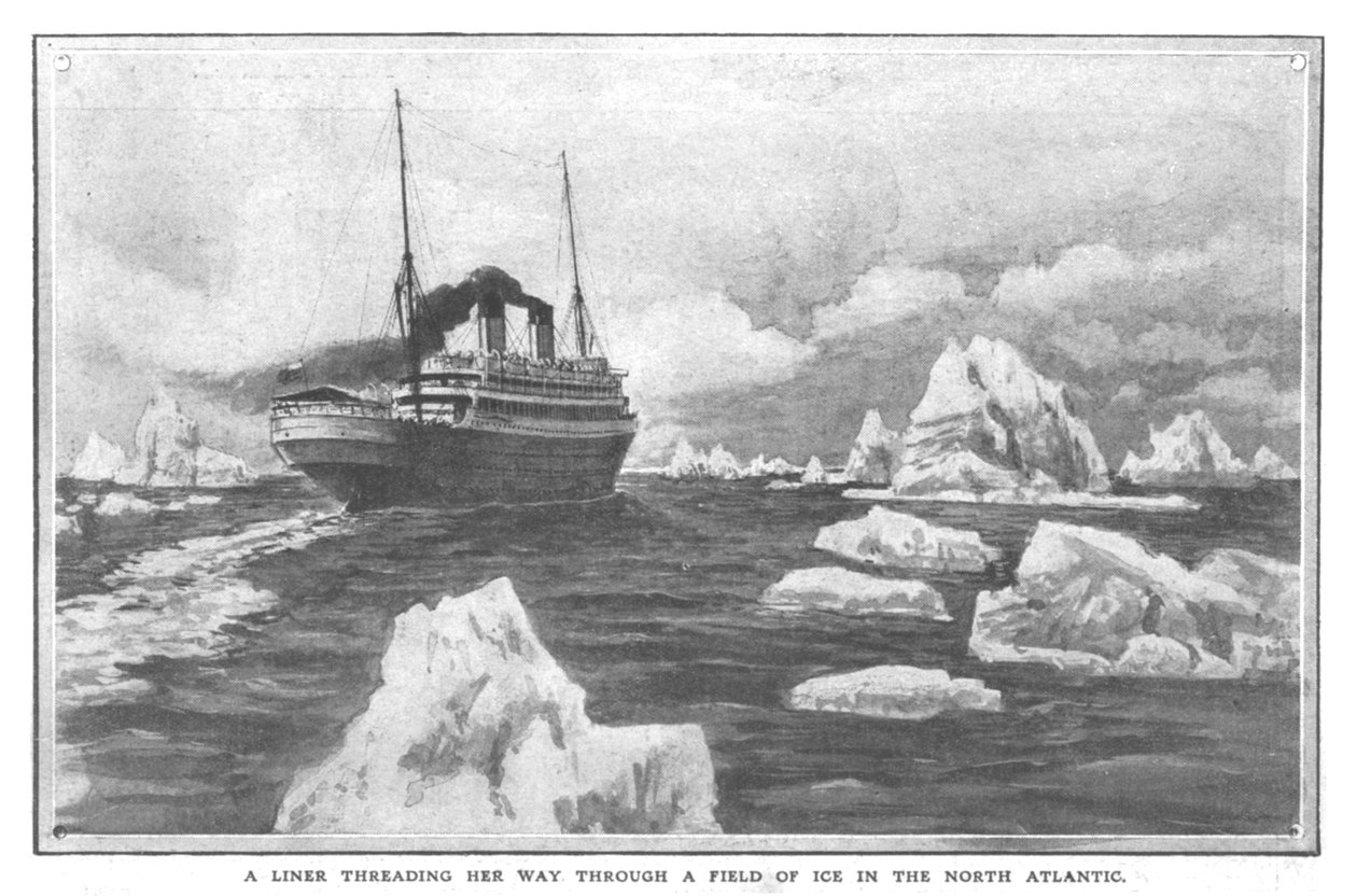 Linja-alus, joka pukee tiensä jääkentän läpi Pohjois-Atlantilla, 20. huhtikuuta 1912. tekijältä Unbekannt