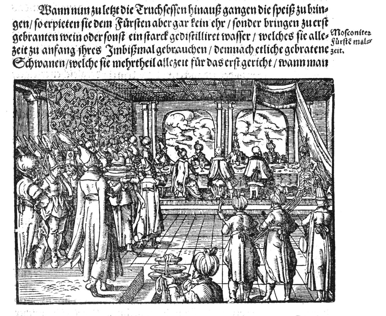 Tsaarin ateria Die Moskouitische Chronicasta, kirjoittanut S. Herberstein, 1579 tekijältä Unbekannt