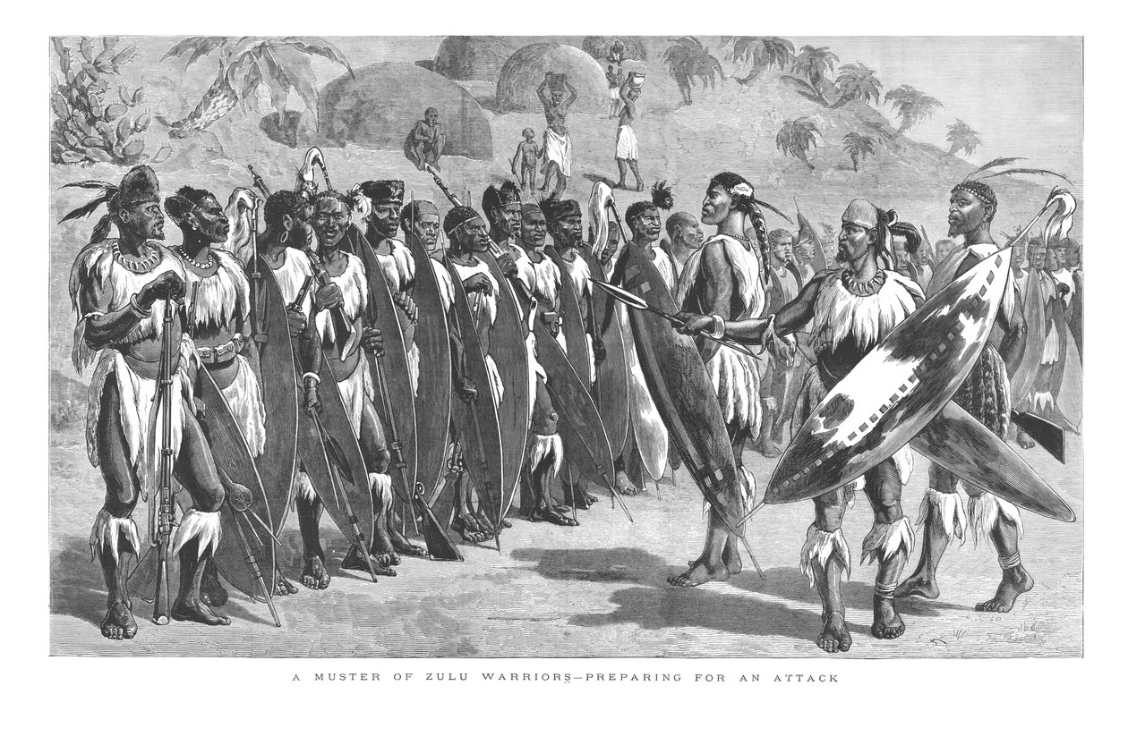 Zulu-sotureiden ryhmä – Valmistautuminen hyökkäykseen, 1879 tekijältä Unbekannt