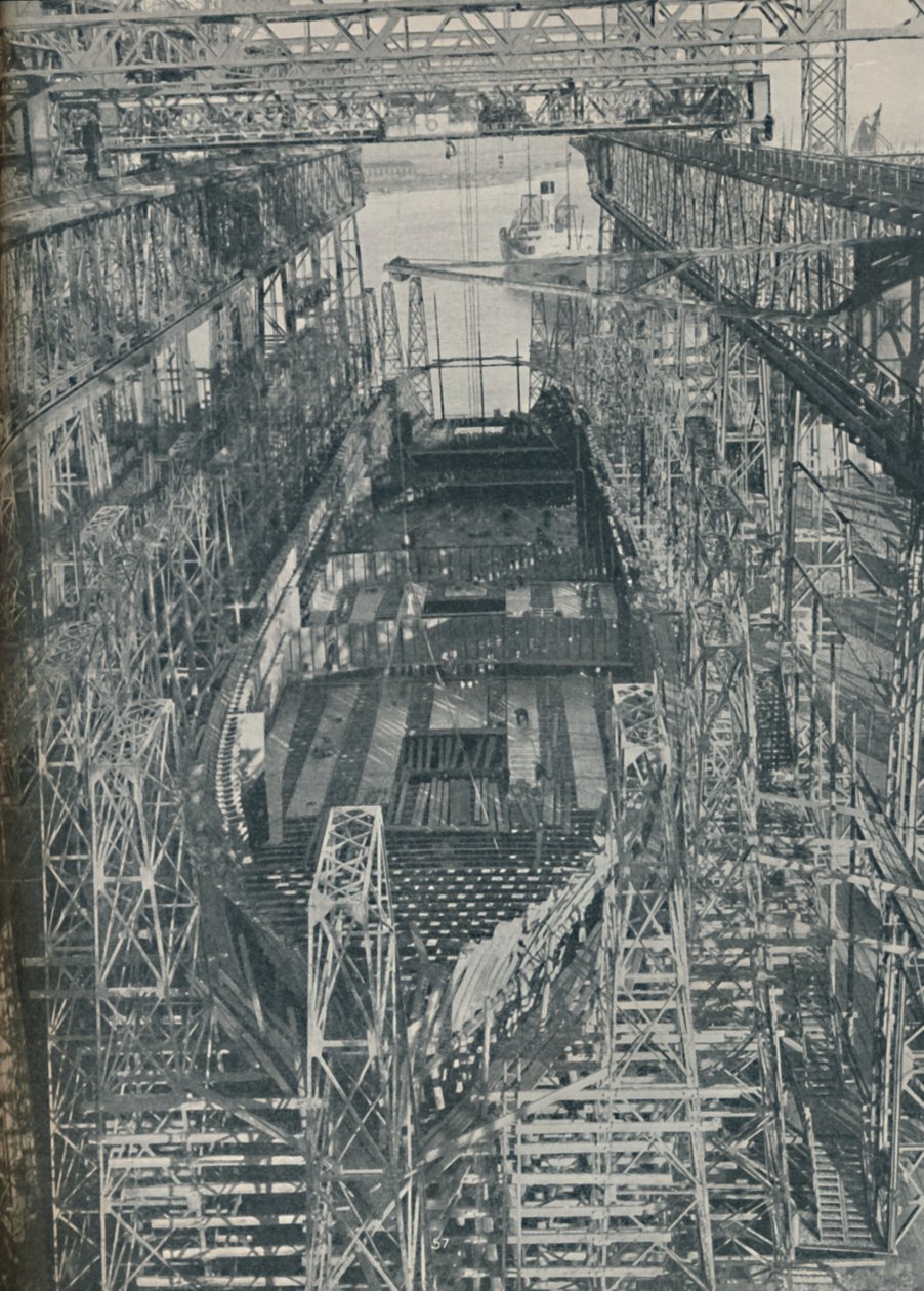 Teräspesä. Cunard White Star laineri Georgic rakenteilla, 1927-1929, 1936 tekijältä Unbekannt