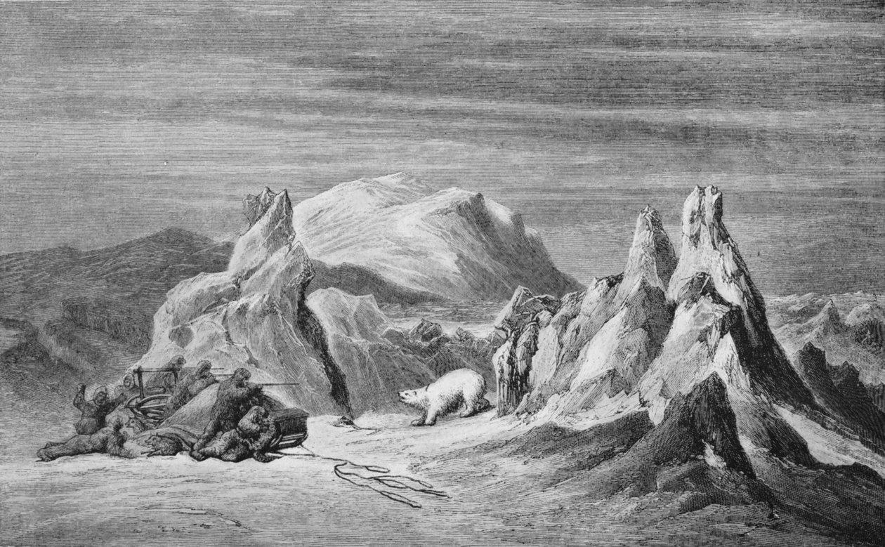 A Party from the Tegetthoff Encounters A Bear, c1876, 1928 tekijältä Unbekannt