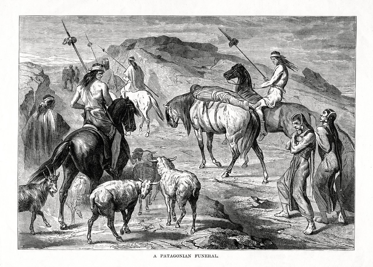 Patagonian hautajaiset, 1877 tekijältä Unbekannt
