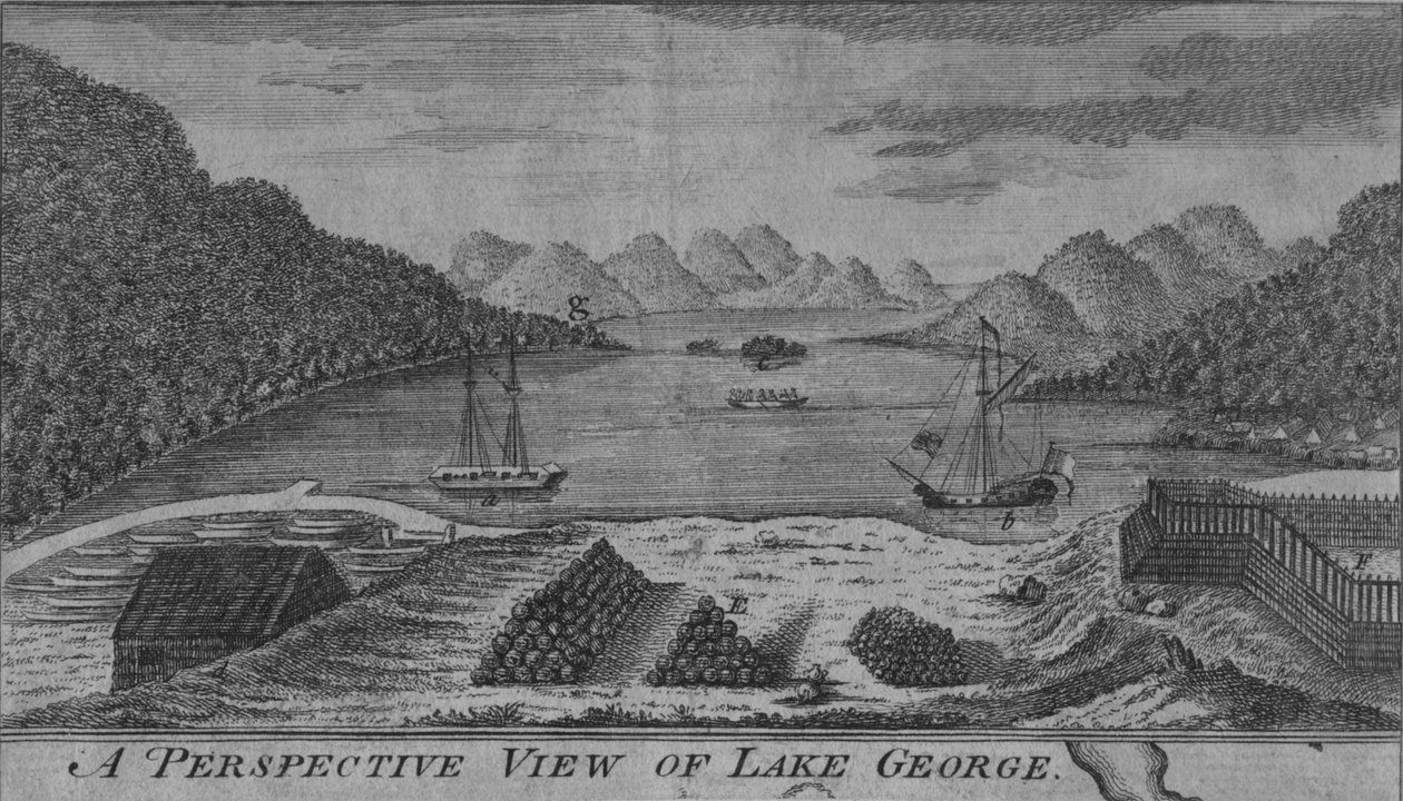 Perspektiivinäkymä George-järvelle, 1700-luku tekijältä Unbekannt