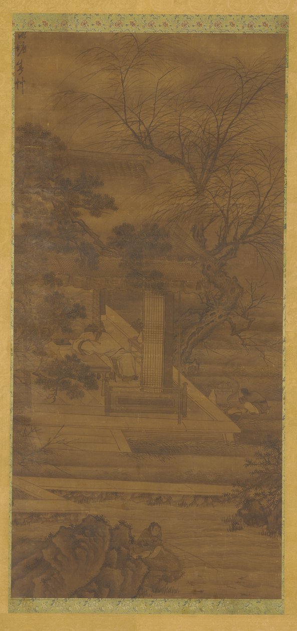 Runoilija haaveilee joenvarsipaviljongissaan, Ming- tai Qing-dynastia, 1600-luku. tekijältä Unbekannt