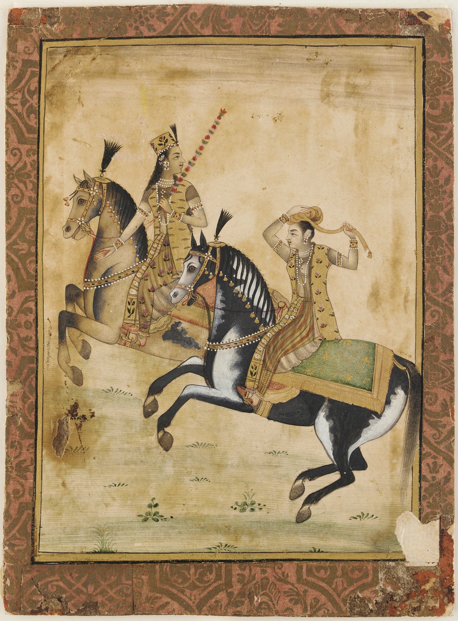 Prinssi ja prinsessa hevosen selässä, 1700-luku. tekijältä Unbekannt
