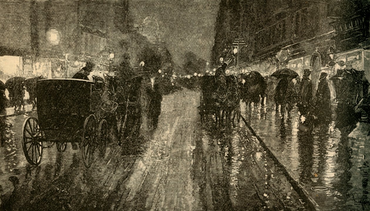 Sateinen Yö. - Sähkövalaistu katu, 1882. tekijältä Unbekannt