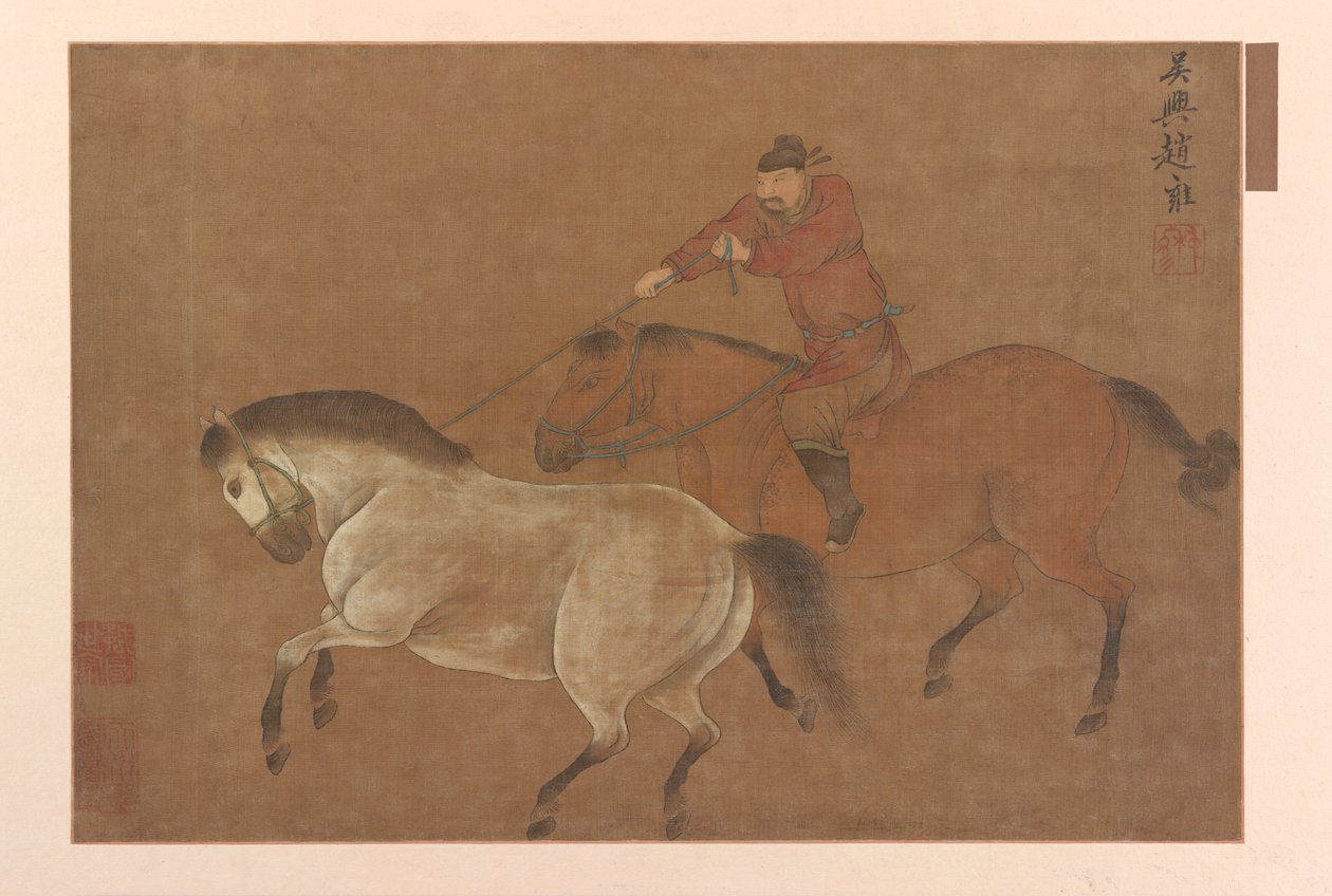 Ratsastaja lassoi hevosta, Ming-dynastia, 1369-1644. tekijältä Unbekannt