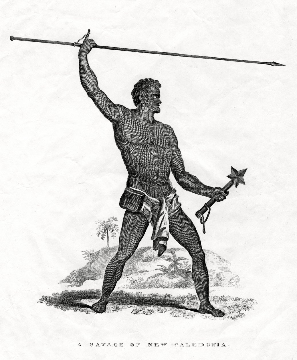 Savage of New Caledonia, Lounais-Tyynenmeren, 1800-luvulla tekijältä Unbekannt