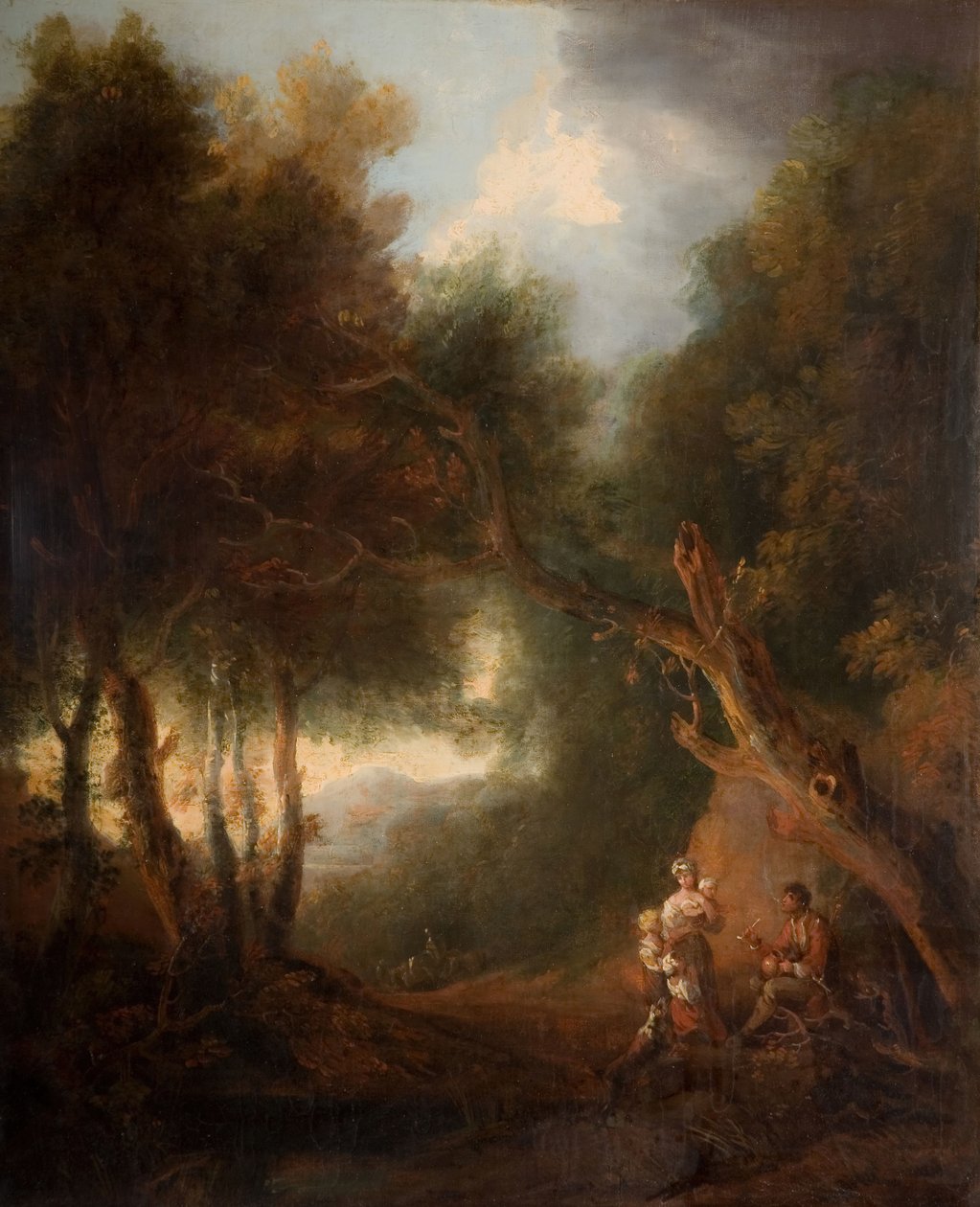 Metsäinen maisema, syysilta, luultavasti n. 1800. tekijältä Unbekannt