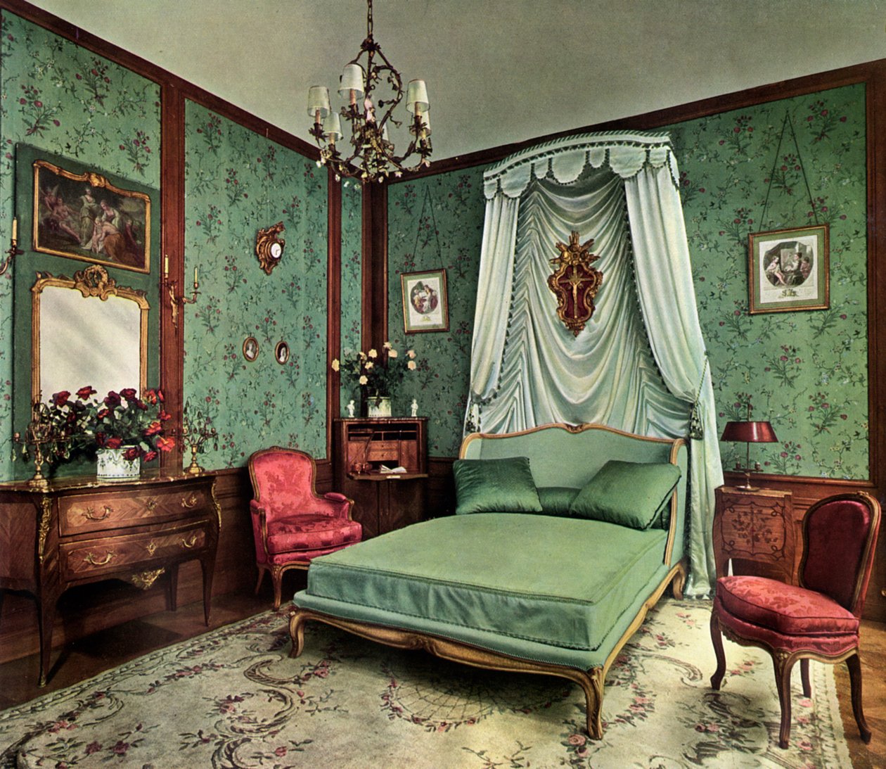 Makuuhuone Louis XV:n hallituskaudelta Room, Hotel des Saints Pères, Pariisi, 1938 tekijältä Unbekannt