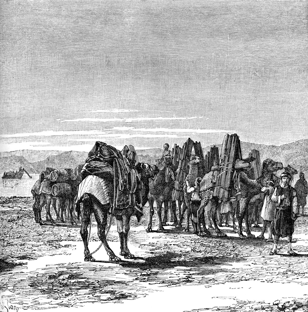 Karavaani Eufratin rannalla, 1895 tekijältä Unbekannt