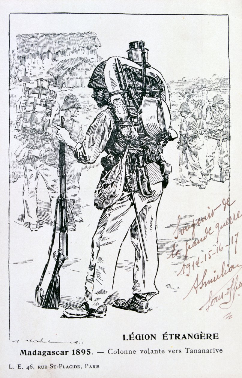 Ranskan muukalaislegioonan kolonni etenee kohti Tananarivea, Madagaskar, 1895 tekijältä Unbekannt
