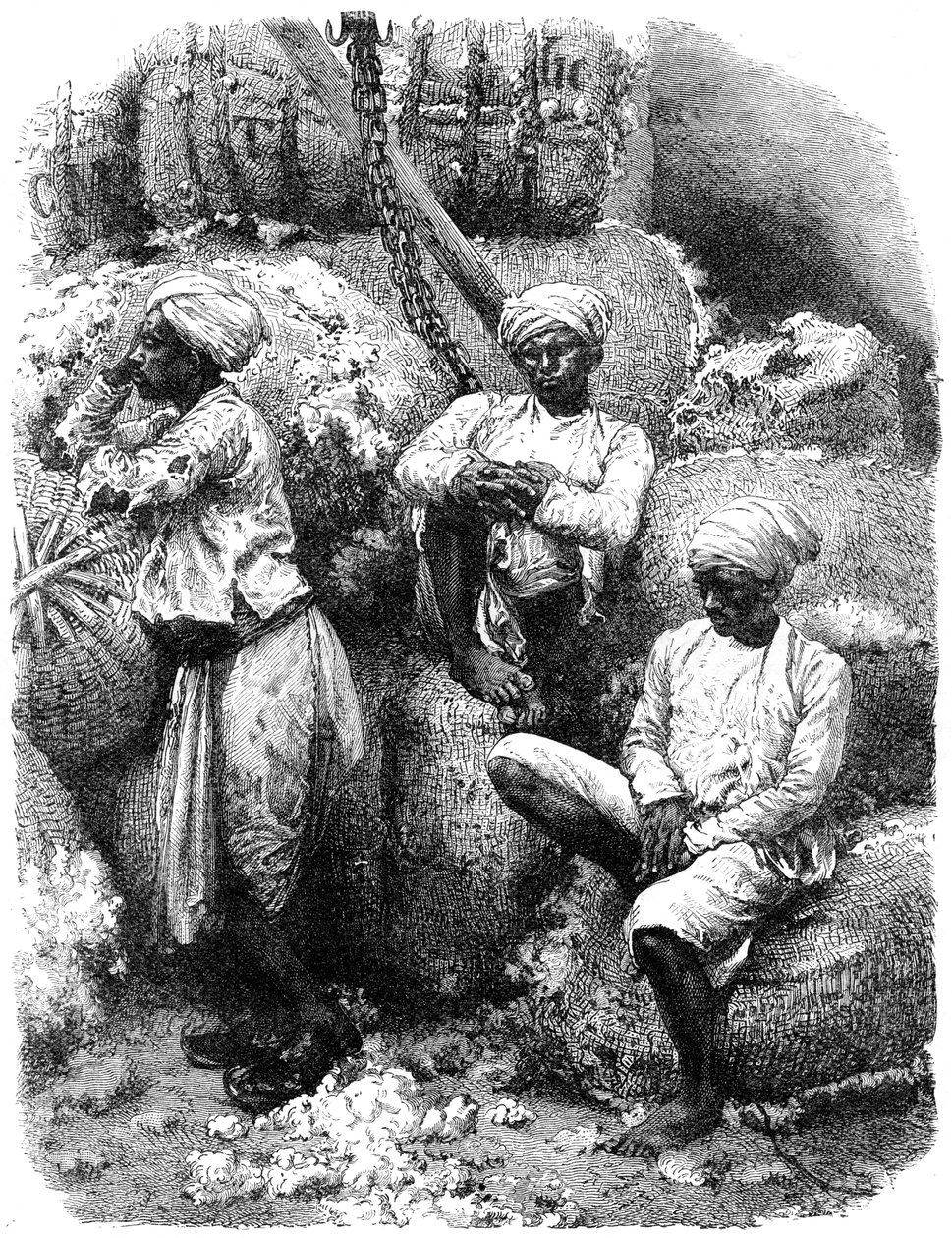 Puuvillamarkkinat Bombayssa, Intiassa, 1800-luvulla tekijältä Unbekannt