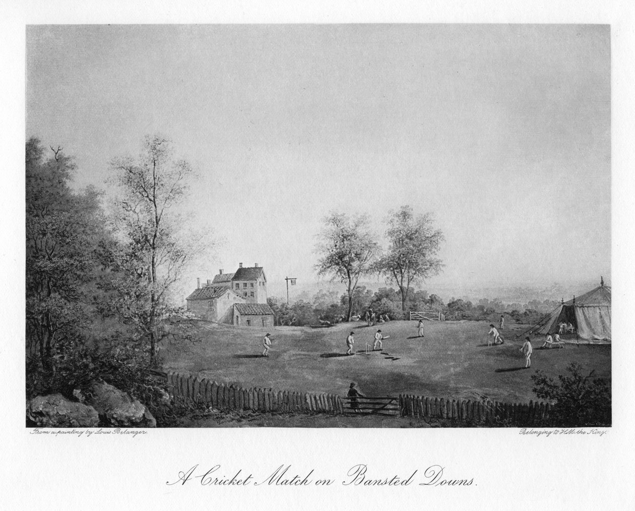 Krikettiottelu Banstead Downsissa, Surreyssa, 1800-luvulla 1912 tekijältä Unbekannt
