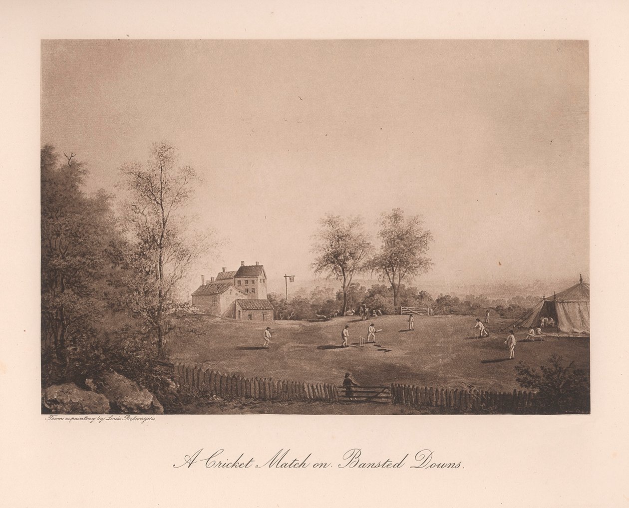 Krikettiottelu Banstead Downsissa, Surreyssa, 1800-luvulla 1912 tekijältä Unbekannt