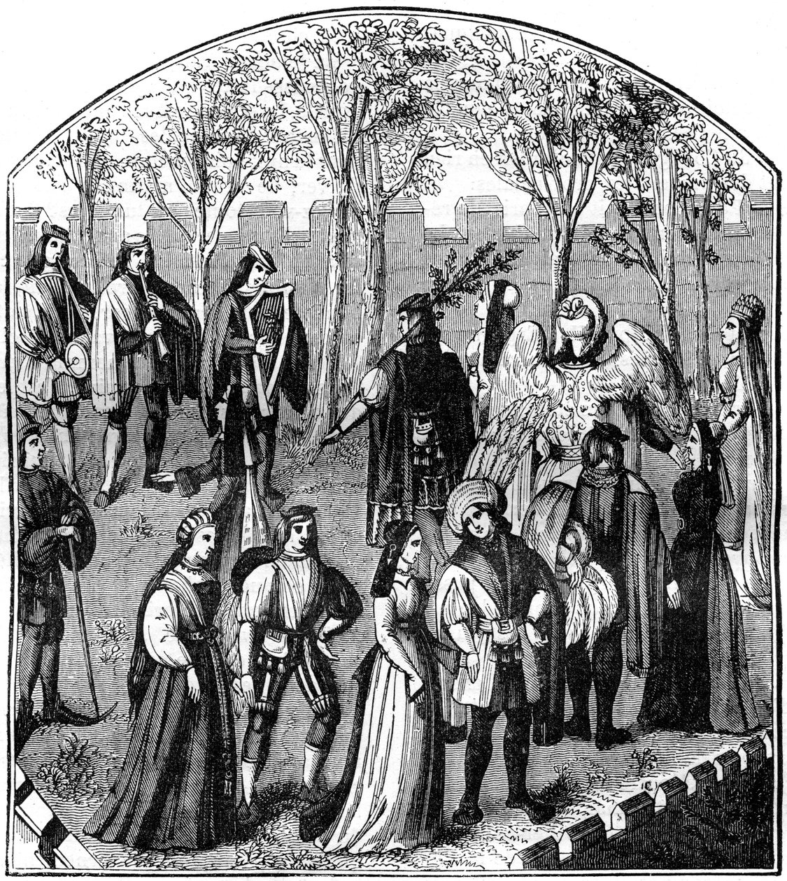 Tanssi puutarhassa, 1200-1400-luvulla 1882-1884 tekijältä Unbekannt