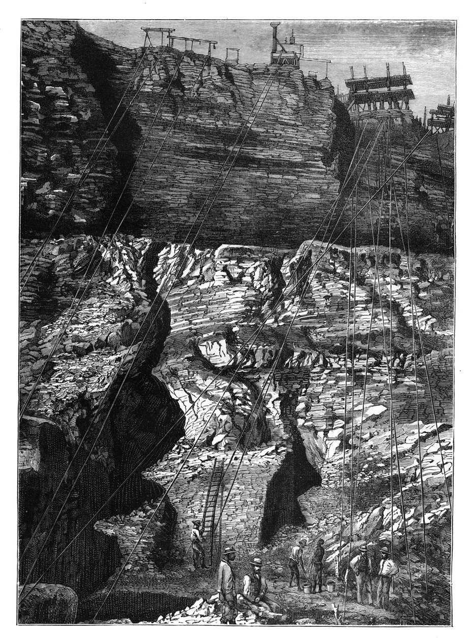 Timanttikaivos Kimberleyssä, Griqualand West, Northern Cape, Etelä-Afrikka, c1890 tekijältä Unbekannt
