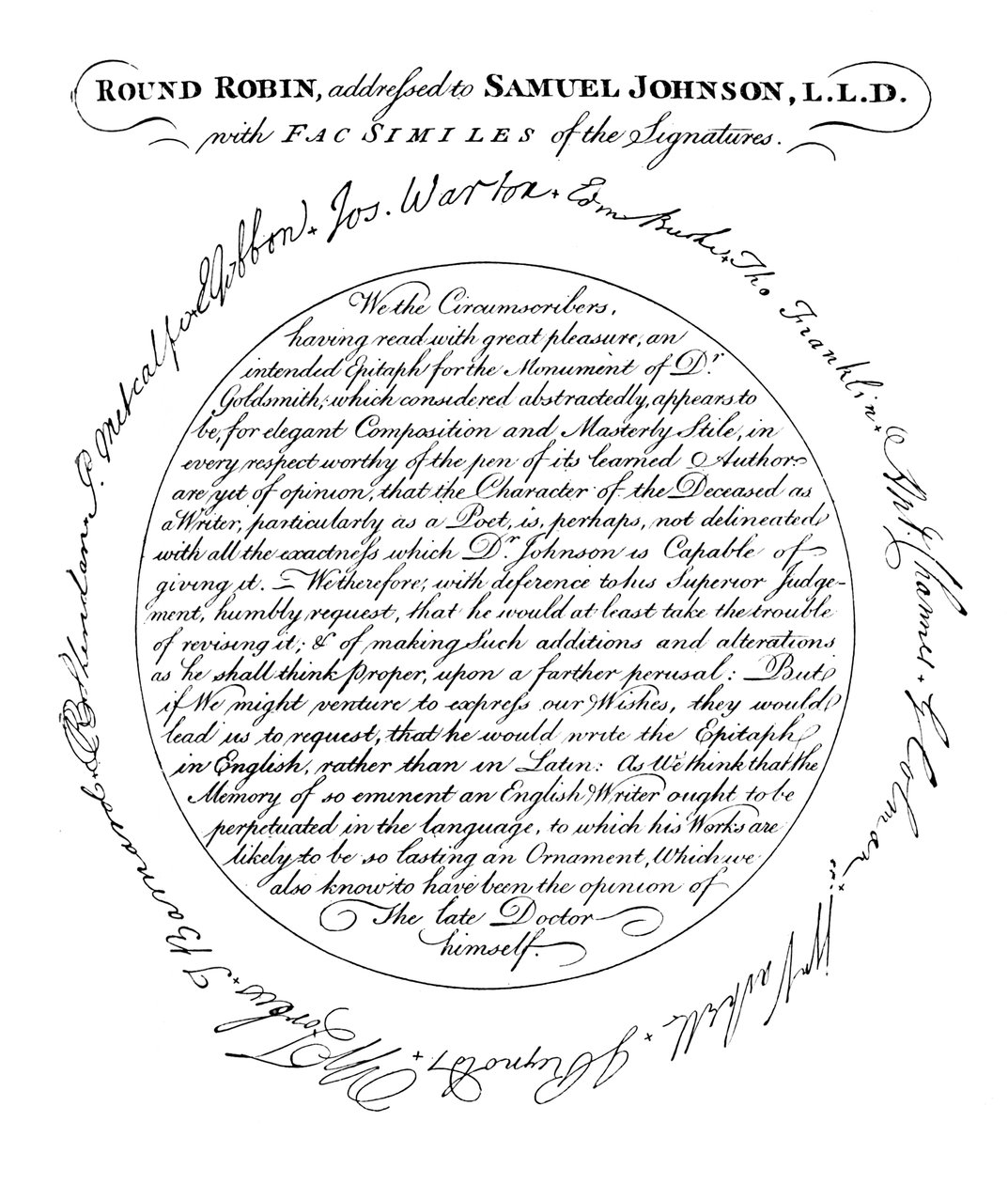 Faksimile levystä Boswells Life of Johnsonin ensimmäisessä painoksessa, 1907 tekijältä Unbekannt