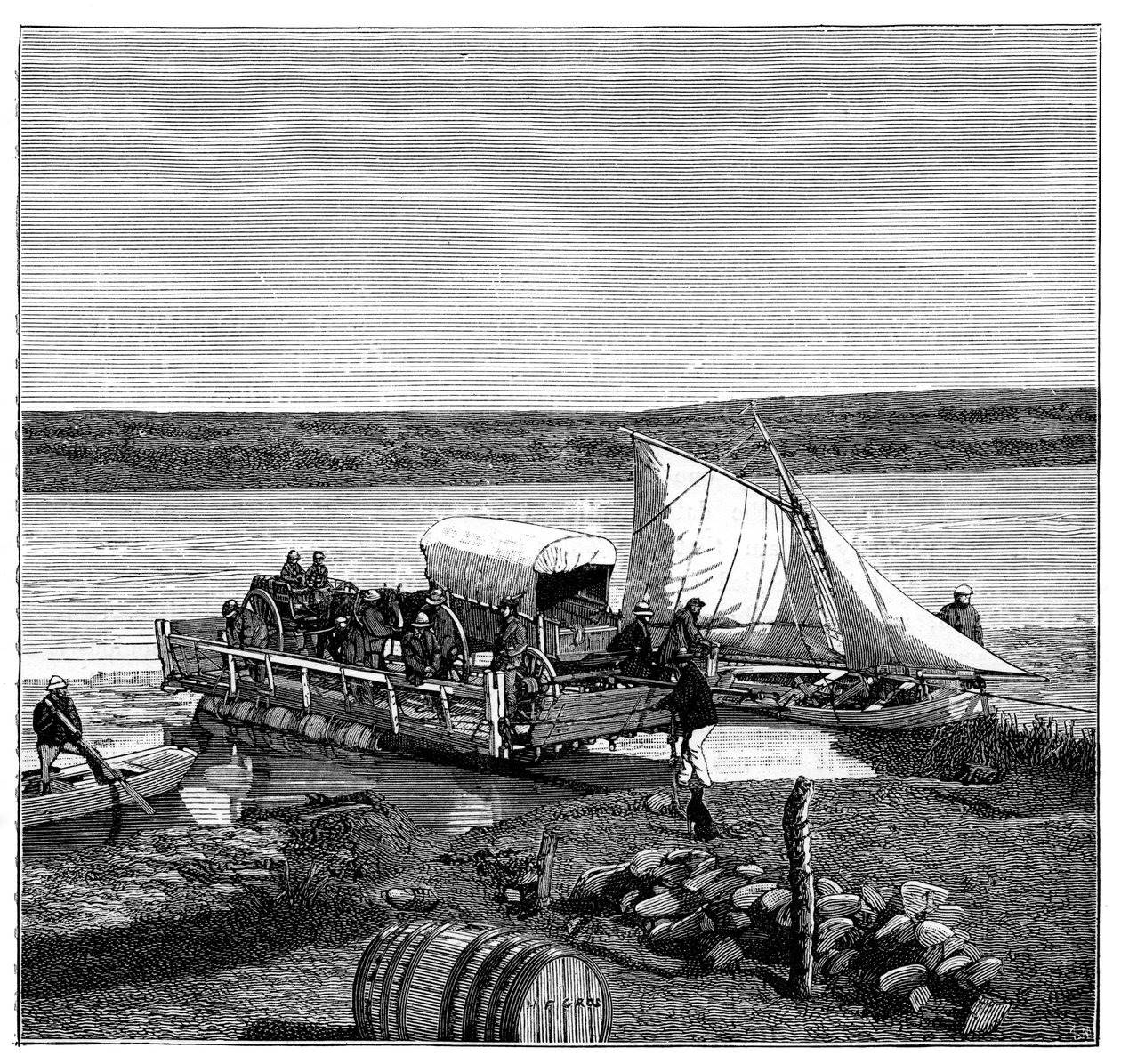 Lautta Vaal-joella, Transvaal, Etelä-Afrikka, c1890 tekijältä Unbekannt