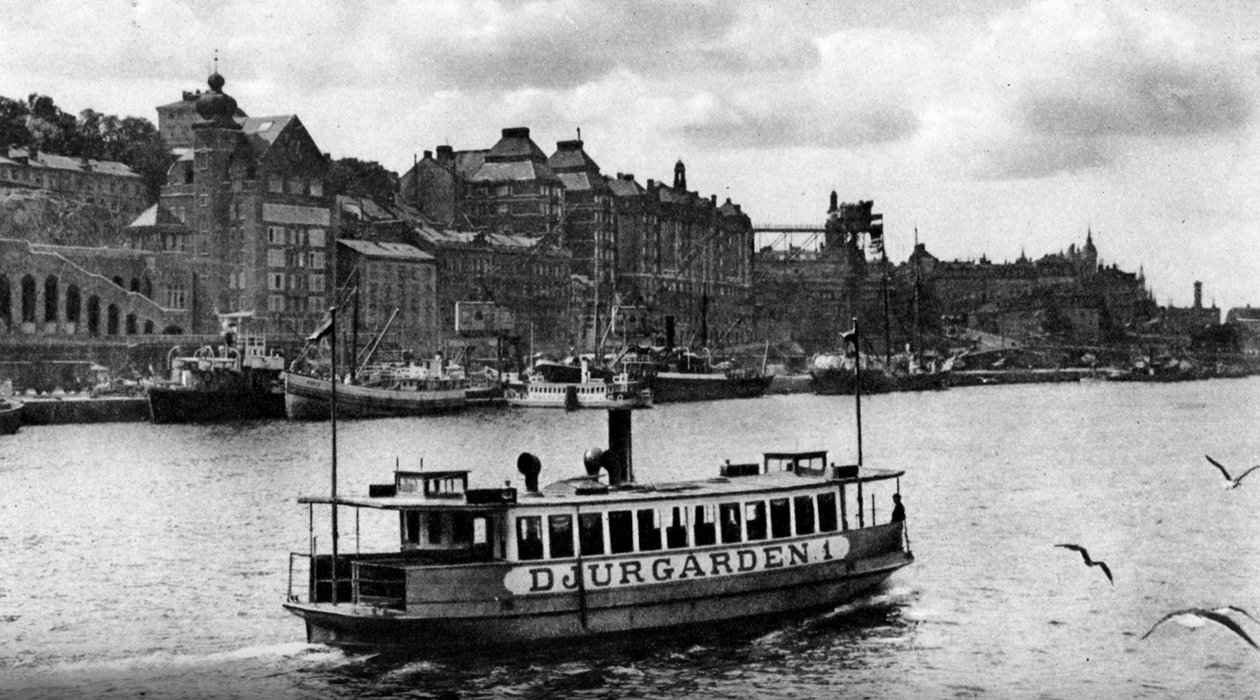 Lautta matkalla Djurgardenin saarelle, Tukholma, Ruotsi, v1923 tekijältä Unbekannt