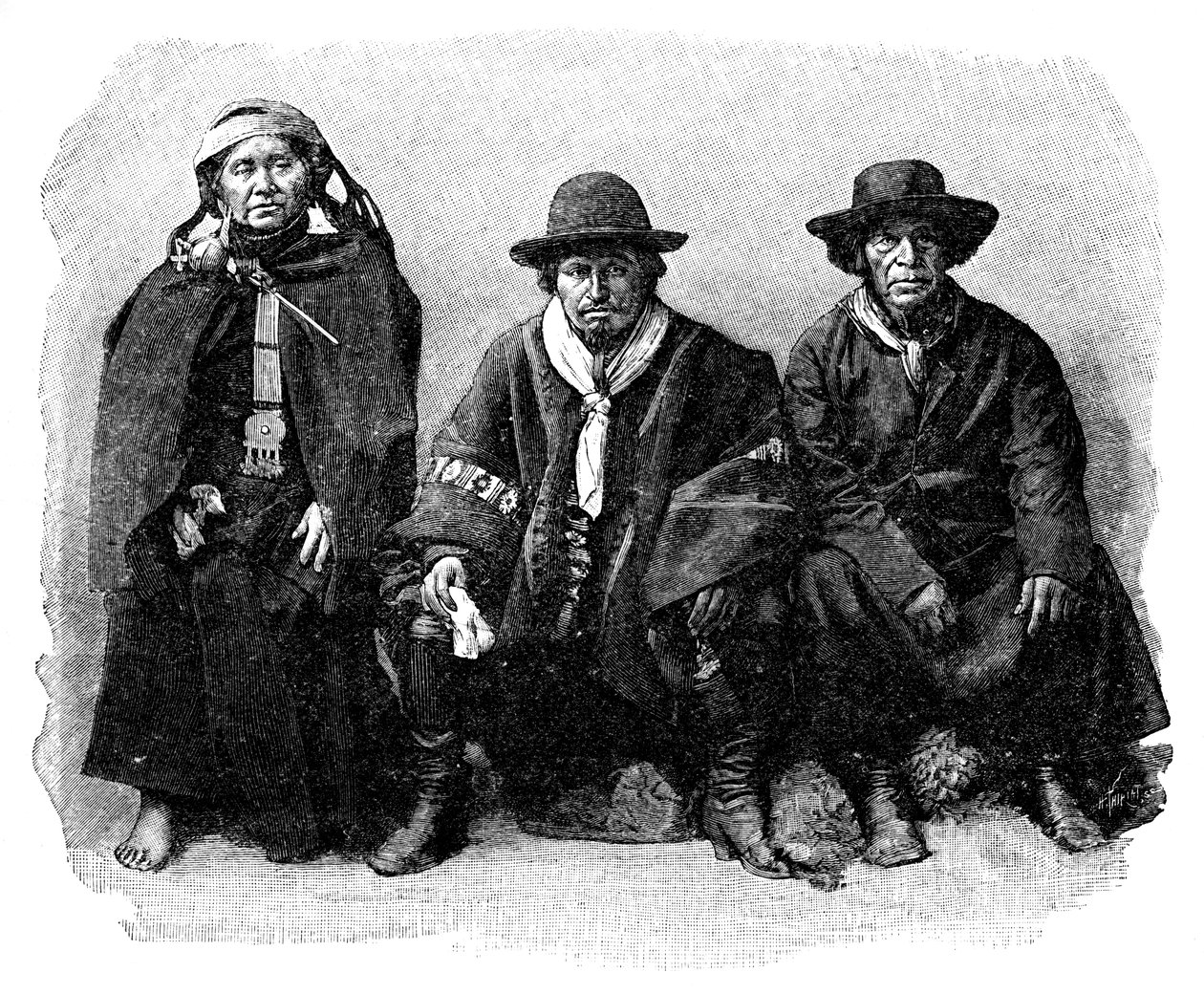 Ryhmä araukalaisia, Chile, Argentiina, 1895 tekijältä Unbekannt