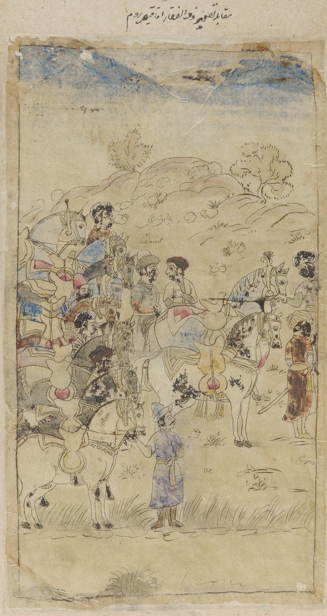 Ryhmä miehiä ja hevosia, 1800-luvun alku. tekijältä Unbekannt