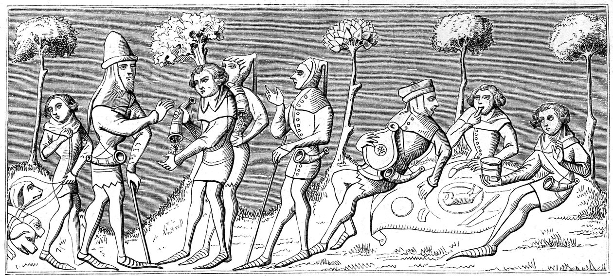 Metsästysseura kokoontuu, 1849 tekijältä Unbekannt