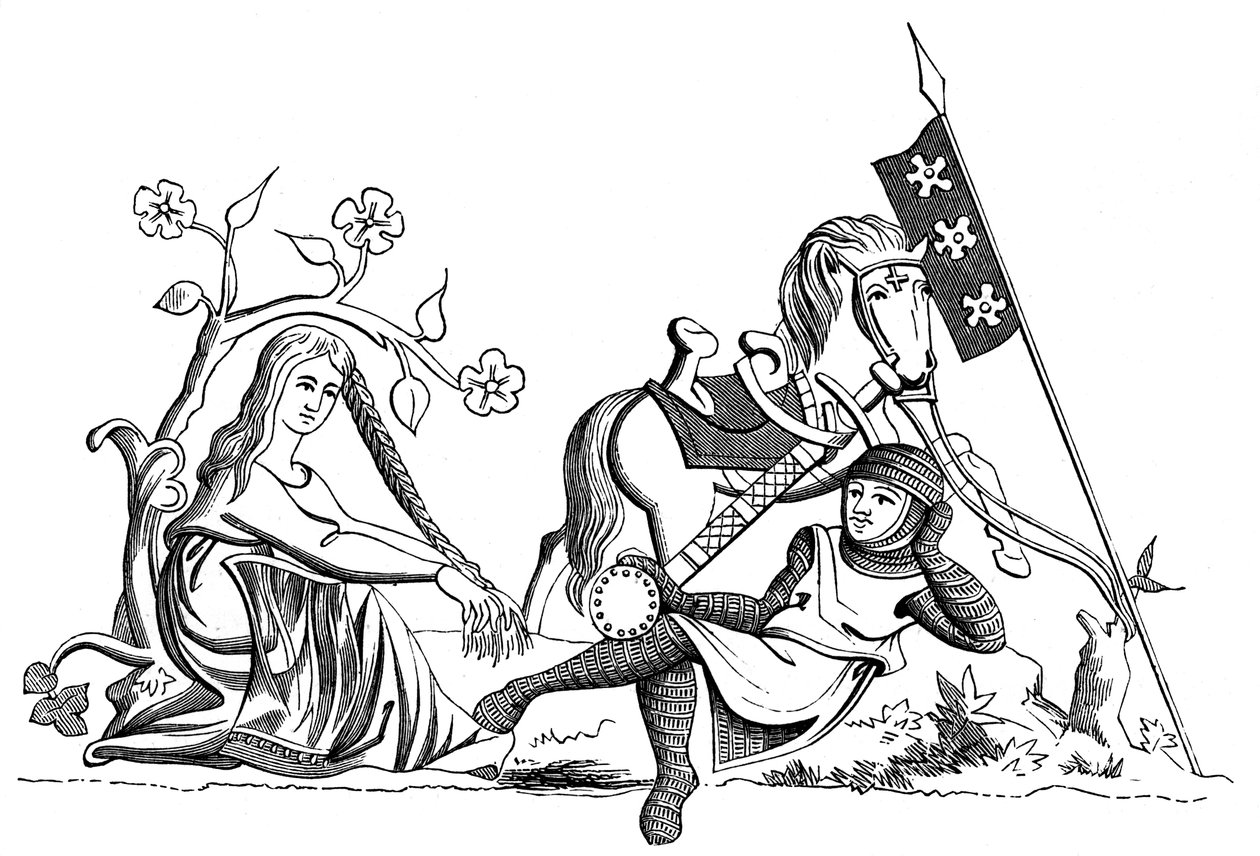 Ritari ja neito, 1200-luku 1849 tekijältä Unbekannt