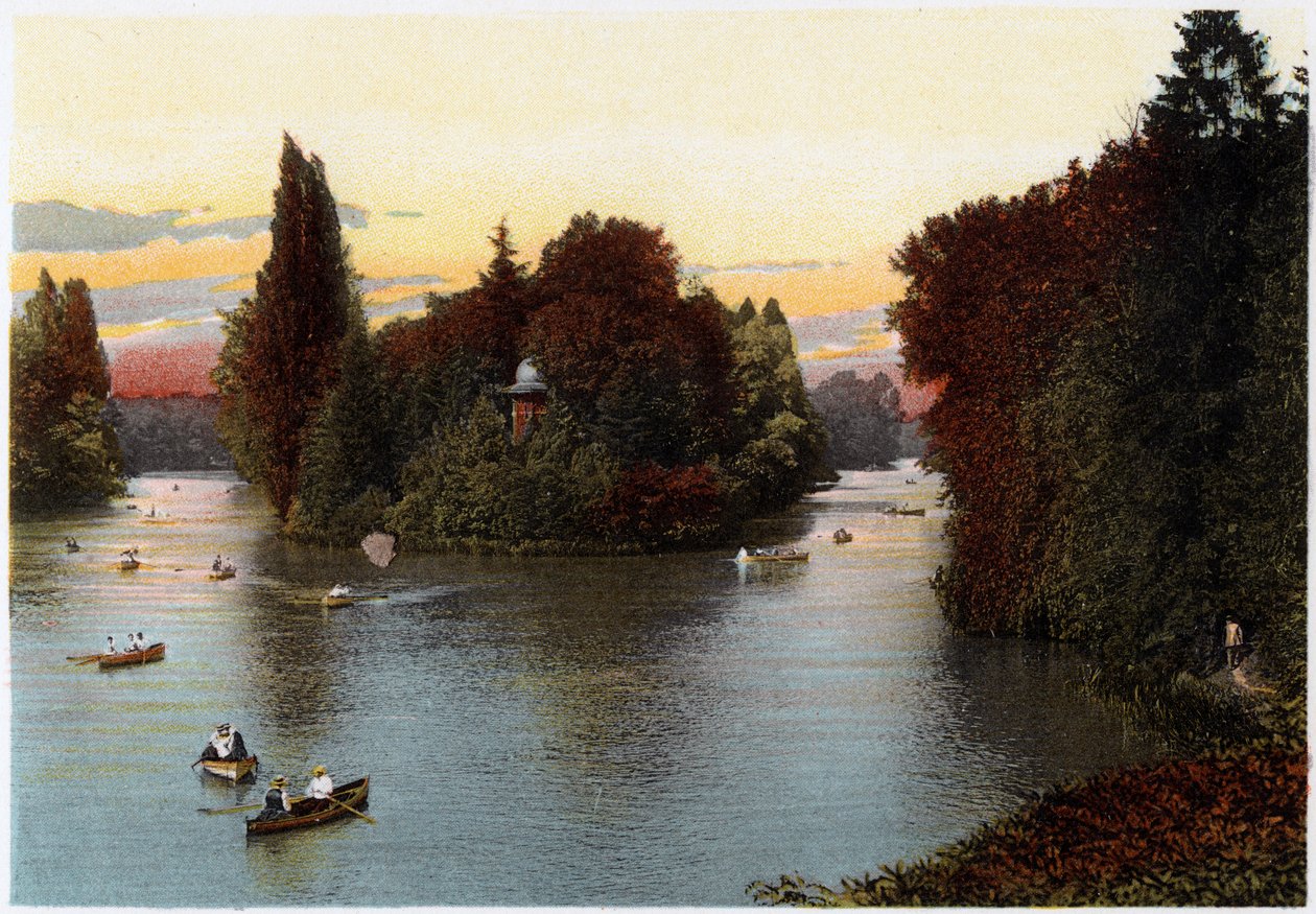 Järvi Bois de Boulognessa, Pariisissa, vuonna 1900 tekijältä Unbekannt