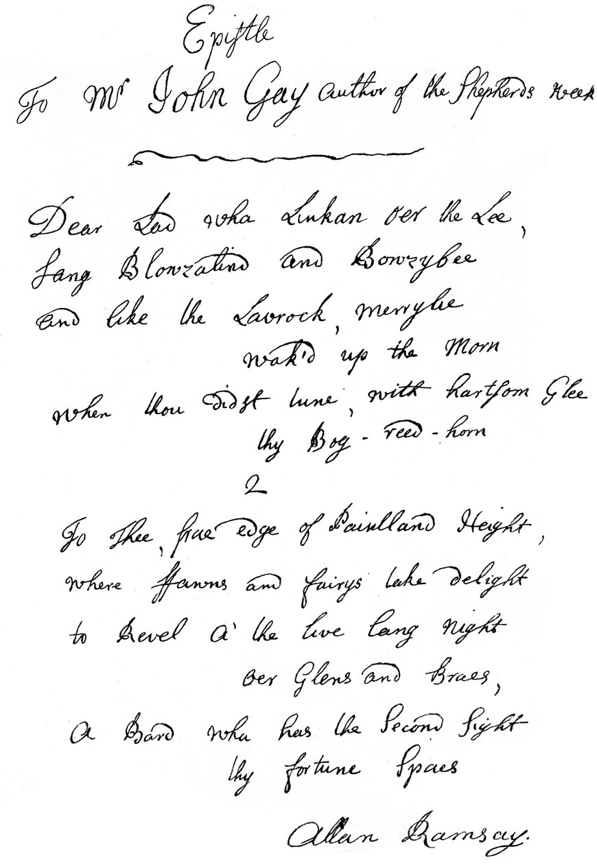 Allan Ramsayn kirje John Gaylle, 1700-luku 1840 tekijältä Unbekannt