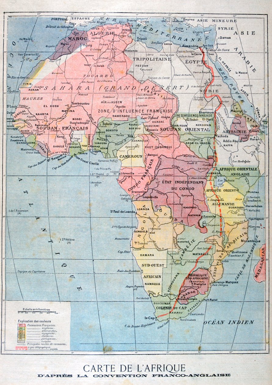 Afrikan kartta anglo-ranskalaisen sopimuksen jälkeen, 1899 tekijältä Unbekannt