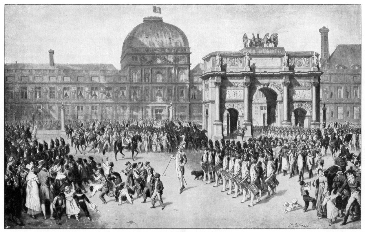 Sotilaallinen paraati Pariisin läpi, Ranska, 1700-luku tekijältä Unbekannt