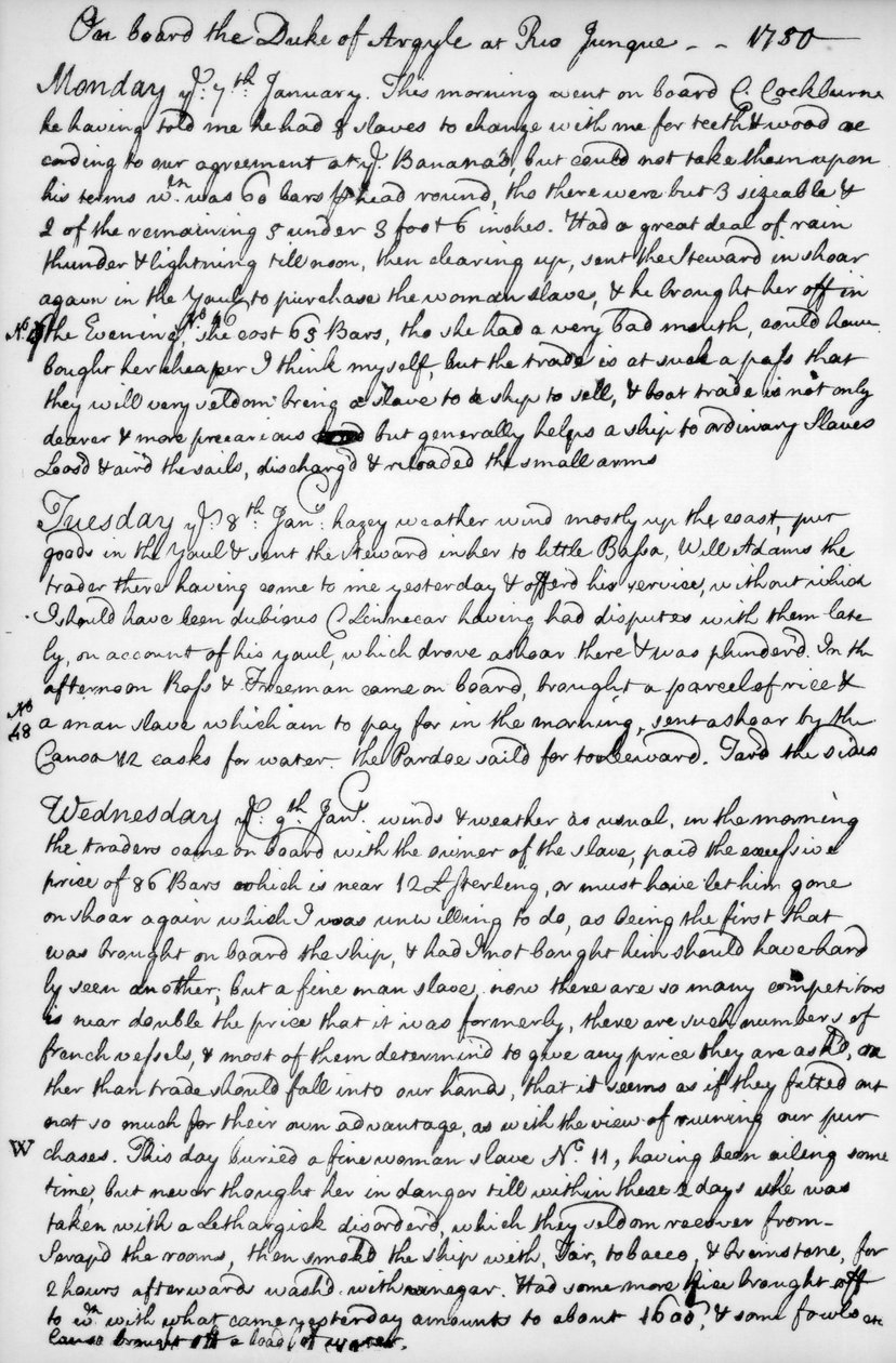 Sivu John Newtonin päiväkirjasta, 1750-1754 1965 tekijältä Unbekannt