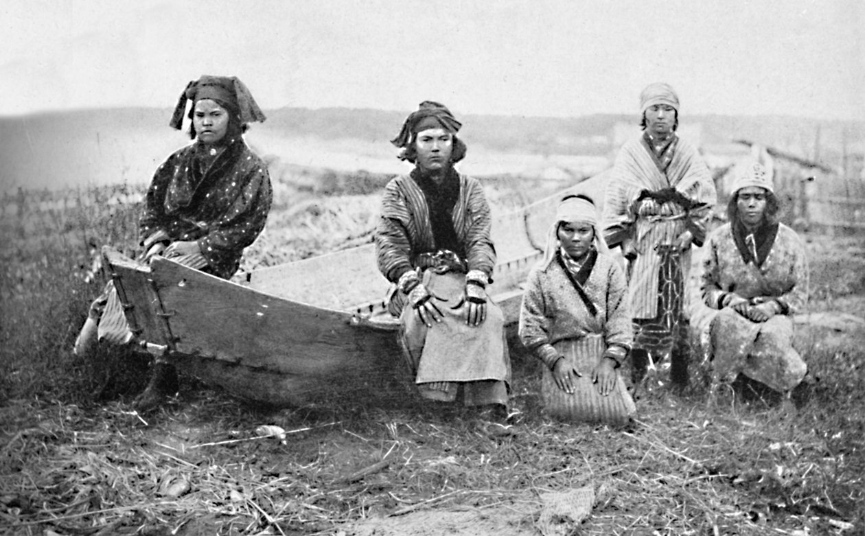 Ainu-nuudeleiden juhla, Monbetsu, Hokkaido, Japani, 1902 tekijältä Unbekannt