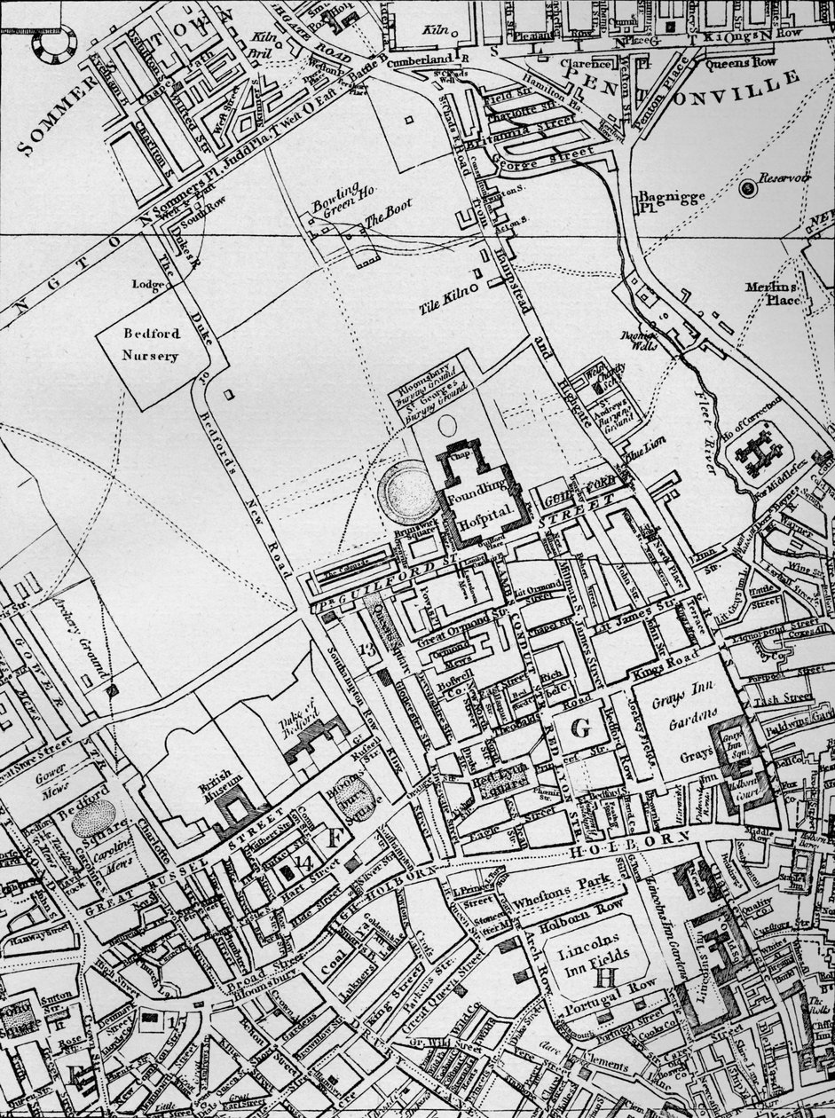 Lontoon Holbornin, St Gilesin ja St Pancrasin suunnitelma vuonna 1800 1911 tekijältä Unbekannt