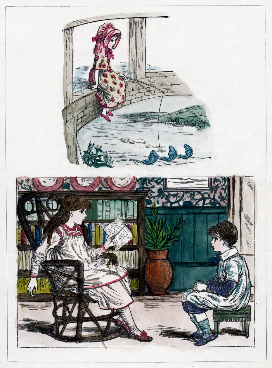 Printti Kate Greenawayn Little Folks Nature Painting Book -kirjasta, 1880-luku tekijältä Unbekannt