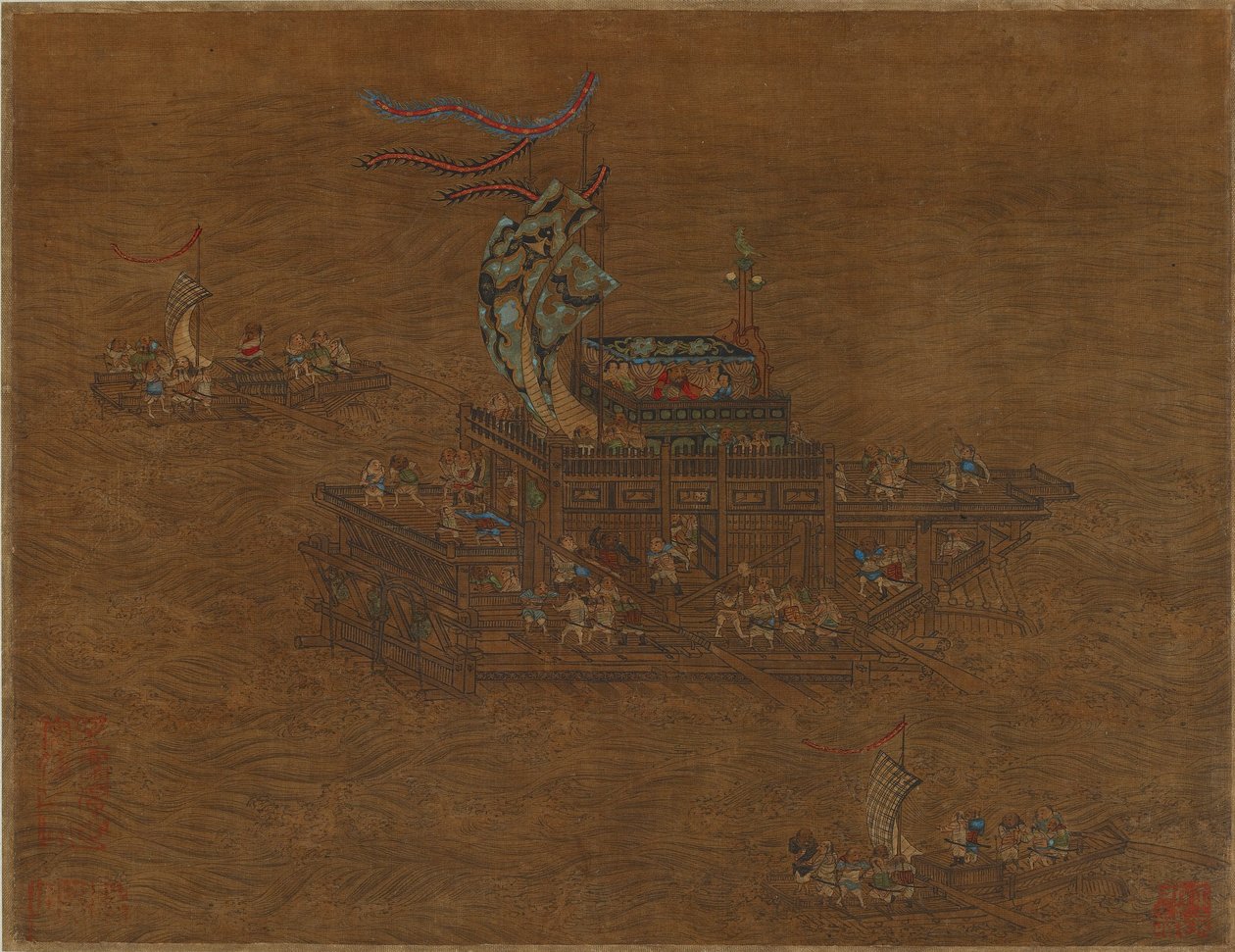 Kuninkaallinen proomu merellä, Ming- tai Qing-dynastia, 1500-1600-luku. tekijältä Unbekannt