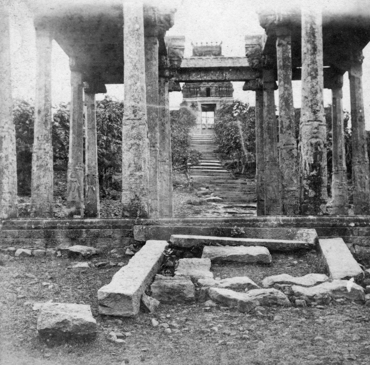 Raunioitu temppeli lähellä Madrasia, Intia, 1874 tekijältä Unbekannt