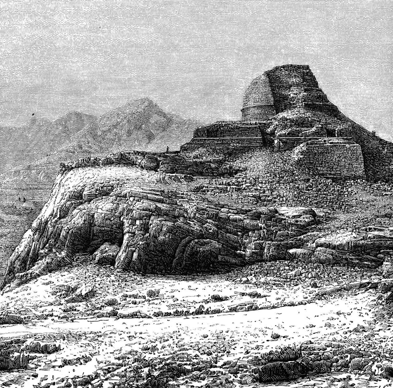Pilattu stupa Khyber Passissa PakistanAfhanistanissa, 1895 tekijältä Unbekannt