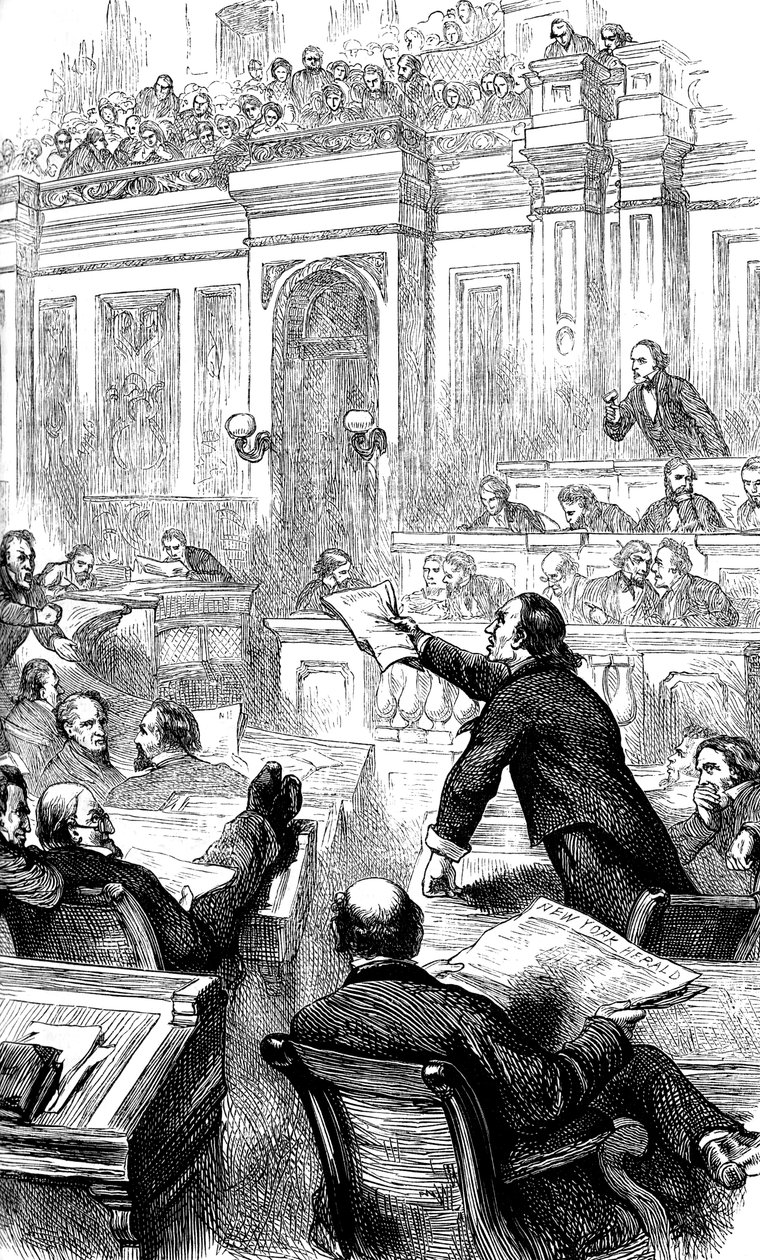 Kohtaus Yhdysvaltain edustajainhuoneessa, Washington DC, USA, 1860-luku c1880 tekijältä Unbekannt