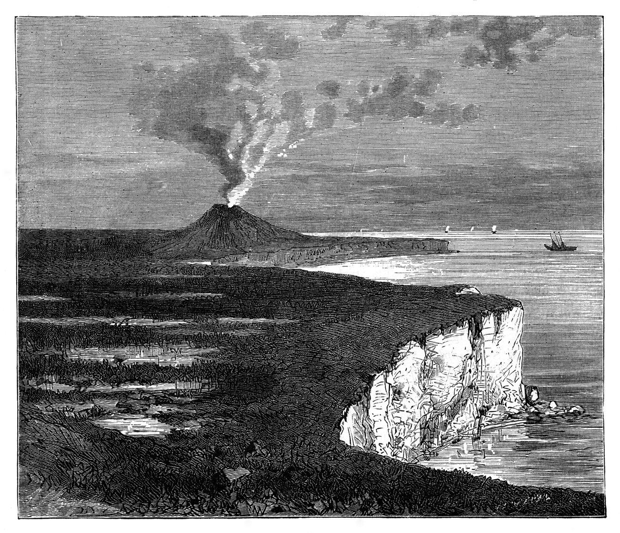 Kilpitulivuori Réunionin saarella, Intian valtamerellä, c1890 tekijältä Unbekannt